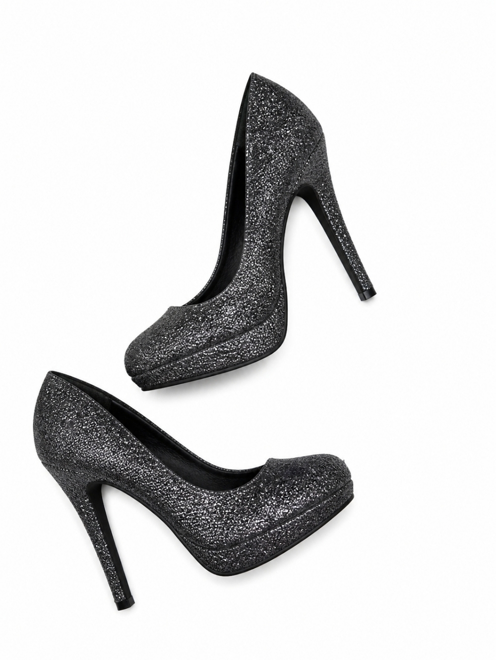 Fioni Night Glitter Platform Stiletto Heels Gray Sparkly Pumps Party Size 9